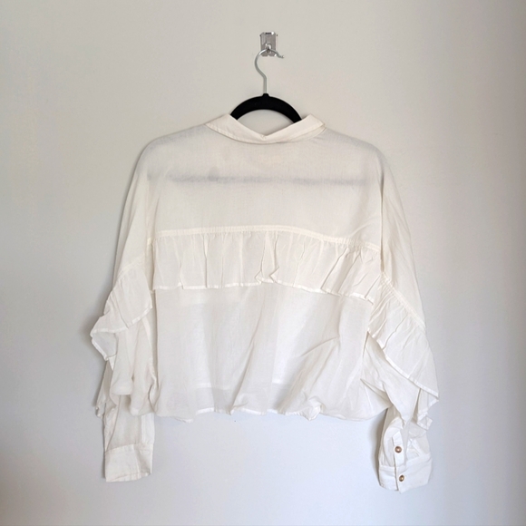Pilcro Button Up Western Style White Shirt Size M - Picture 2 of 5